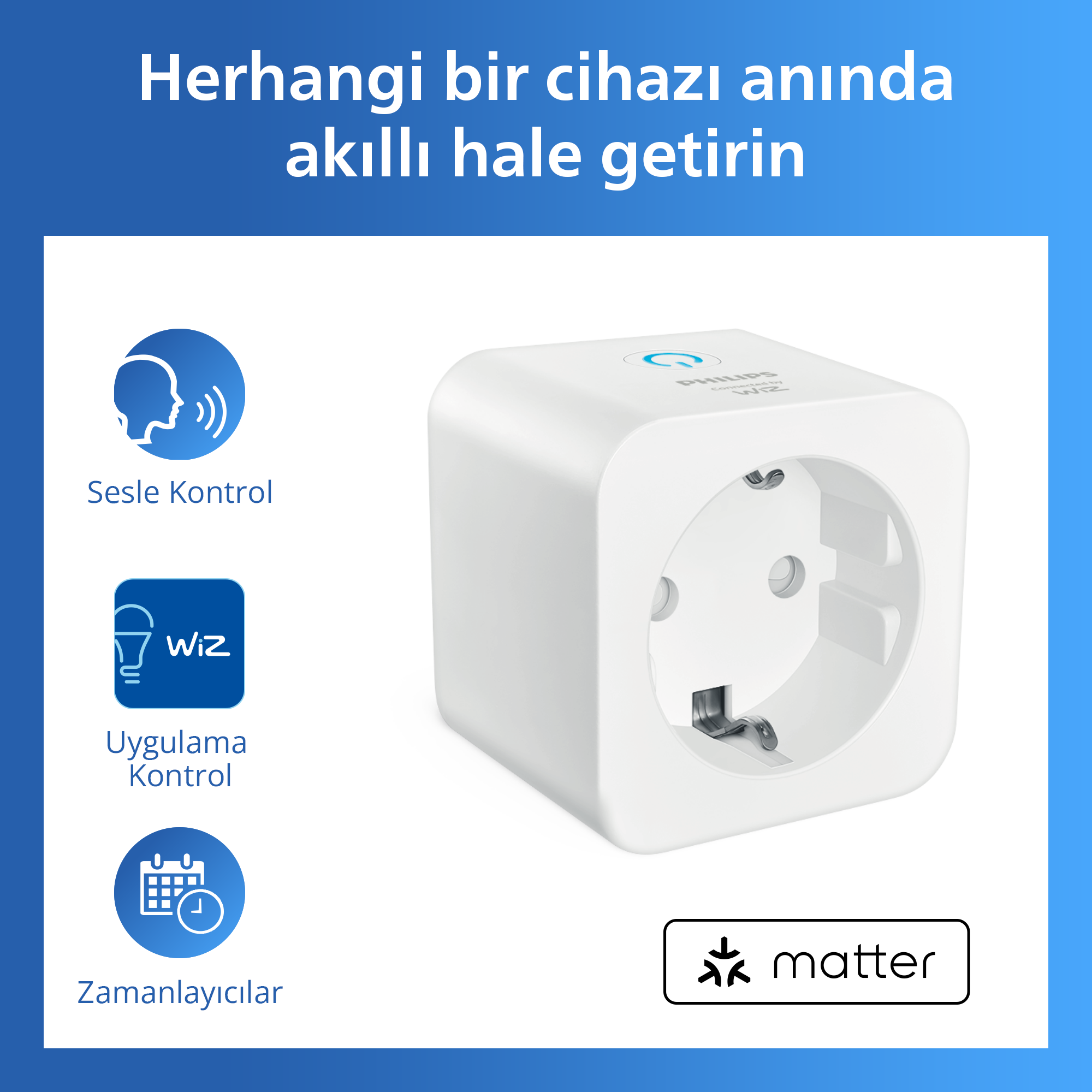Philips Smart Lighting Akıllı Priz Matter (Type-F) - Google Home, Alexa, HomeKit ve Matter uyumlu