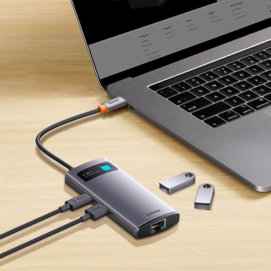 Baseus Metal Gleam 4-in-1 Type-C Dock Station 3 X USB 3.2 GEN. 1 / RJ45 (WKWG070113)