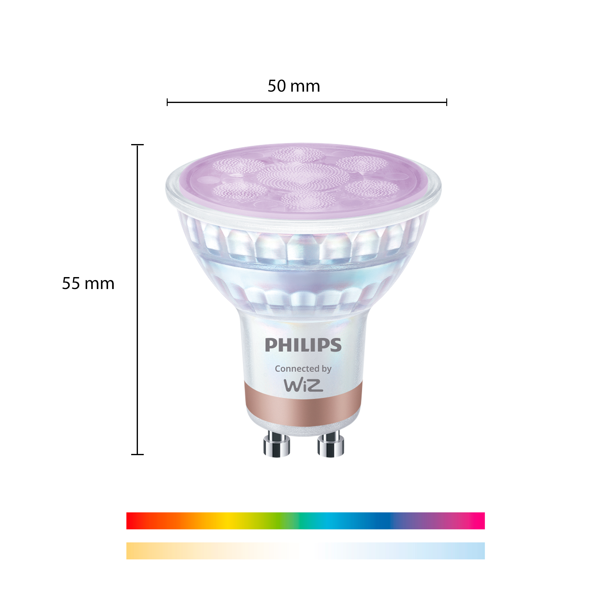 Philips Smart Lighting LED Spot Ampul GU10 Cam 50W Eşdeğer RGB - Google Home, Alexa, HomeKit ve Matter uyumlu