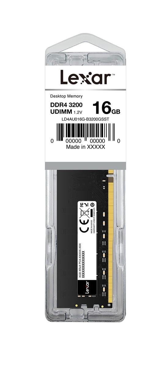 LEXAR RAM DT DDR4 U-DIMM 16GB 288 PIN 3200MBPS CL22 1.2V- BLISTER PACKAGE LD4AU016G-B3200GSST