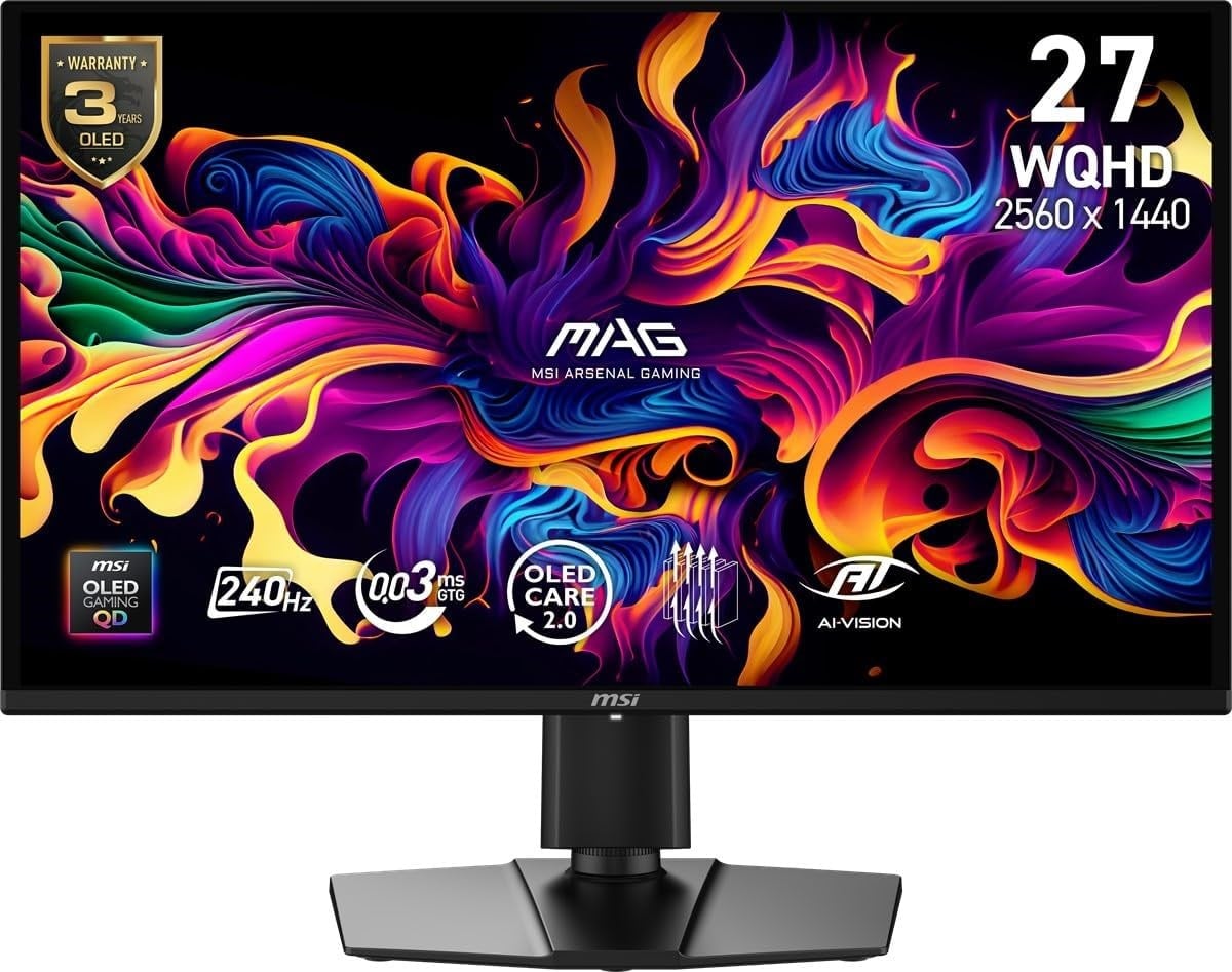 MSI 26.5 MAG 274QP QD-OLED X24 2560x1440 (WQHD) 16:9 FLAT QD-OLED 240HZ 0.03MS FREESYNC PREMIUM PIVO