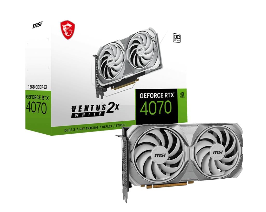 MSI VGA GEFORCE RTX 4070 VENTUS 2X WHITE 12G OC RTX4070 12GB GDDR6X 192B DX12 PCIE 4.0 X16 (3XDP 1XHDMI)