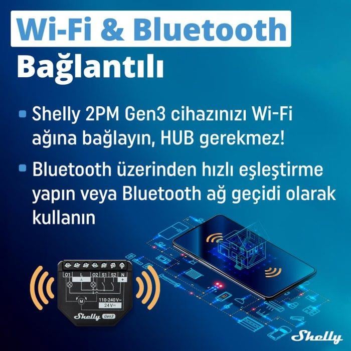 Shelly 2PM Gen3 Enerji Ölçümlü 2 Kanallı Akıllı Röle