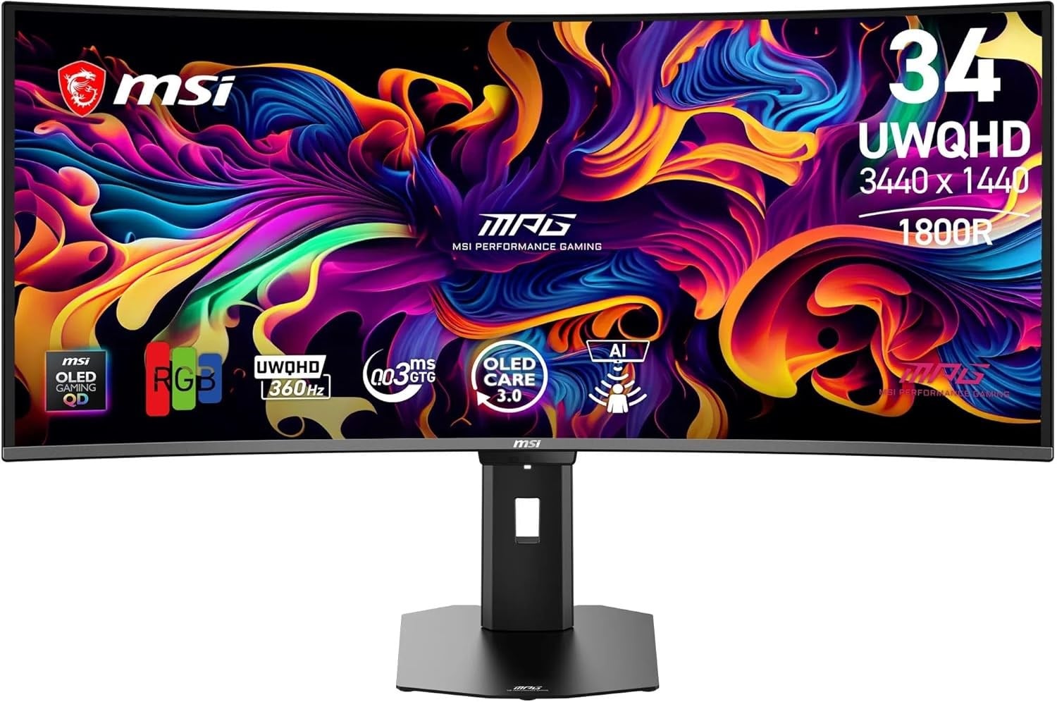MSI 34 MPG 341CQR QD-OLED X36 3440x1440 (UWQHD) 21:9 CURVE 1800R QD-OLED 360HZ 0.03ms ADAPTIVE-SYNC 