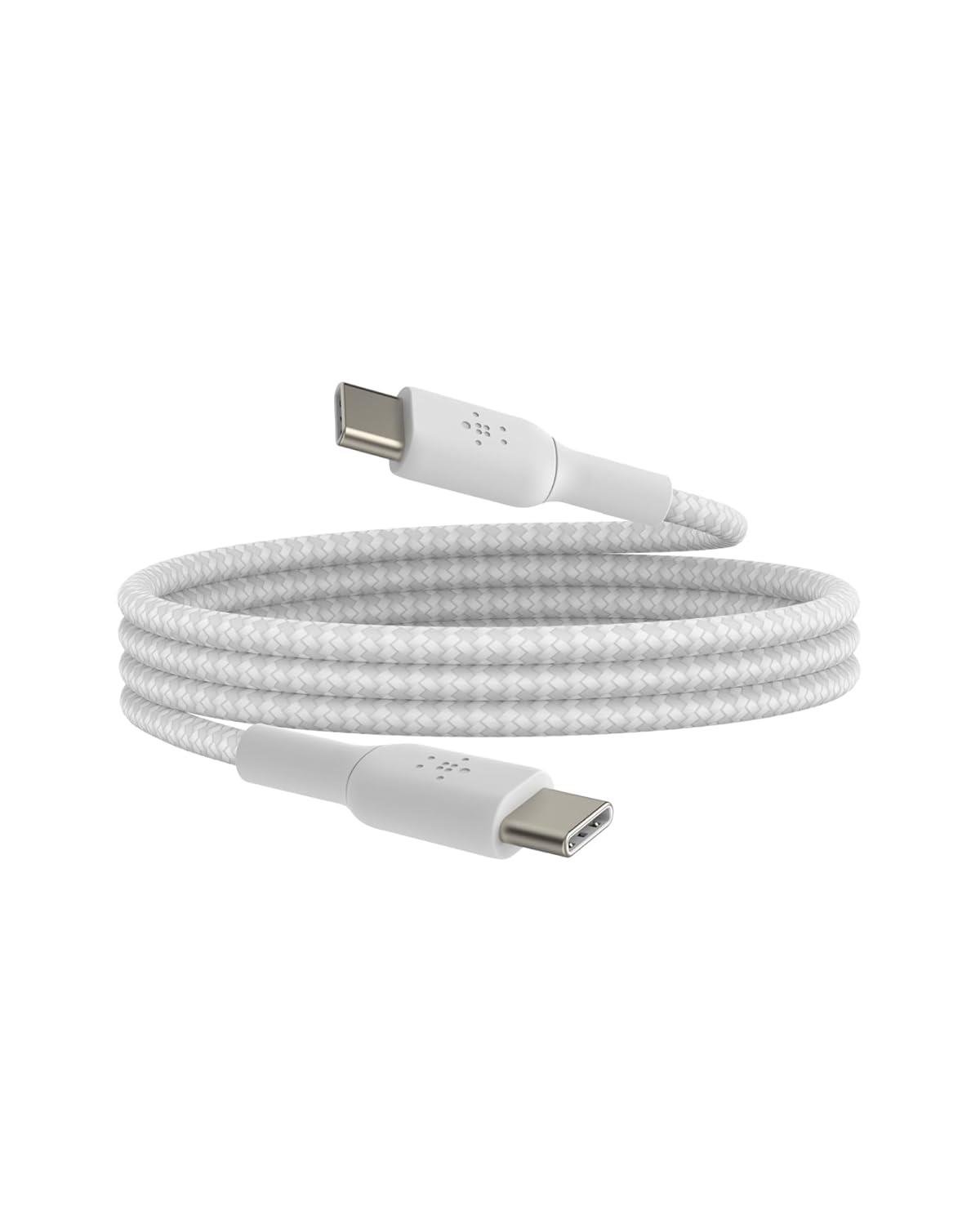 Belkin Boost Charge Örgülü 60W USB-C - USB-C Kablosu 1m, Beyaz