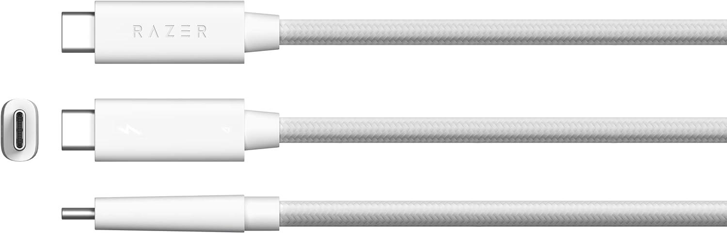 Razer Thunderbolt 4 Kablo - (40 Gb/s, 8K ,100W Şarj, Thunderbolt 3 ile geriye dönük uyumlu) Beyaz | 2 M