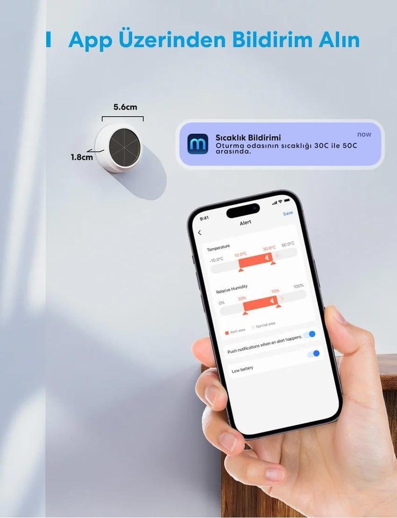 Meross Akıllı Sıcaklık ve Nem Sensörü ve Hub (Apple Home Destekli)