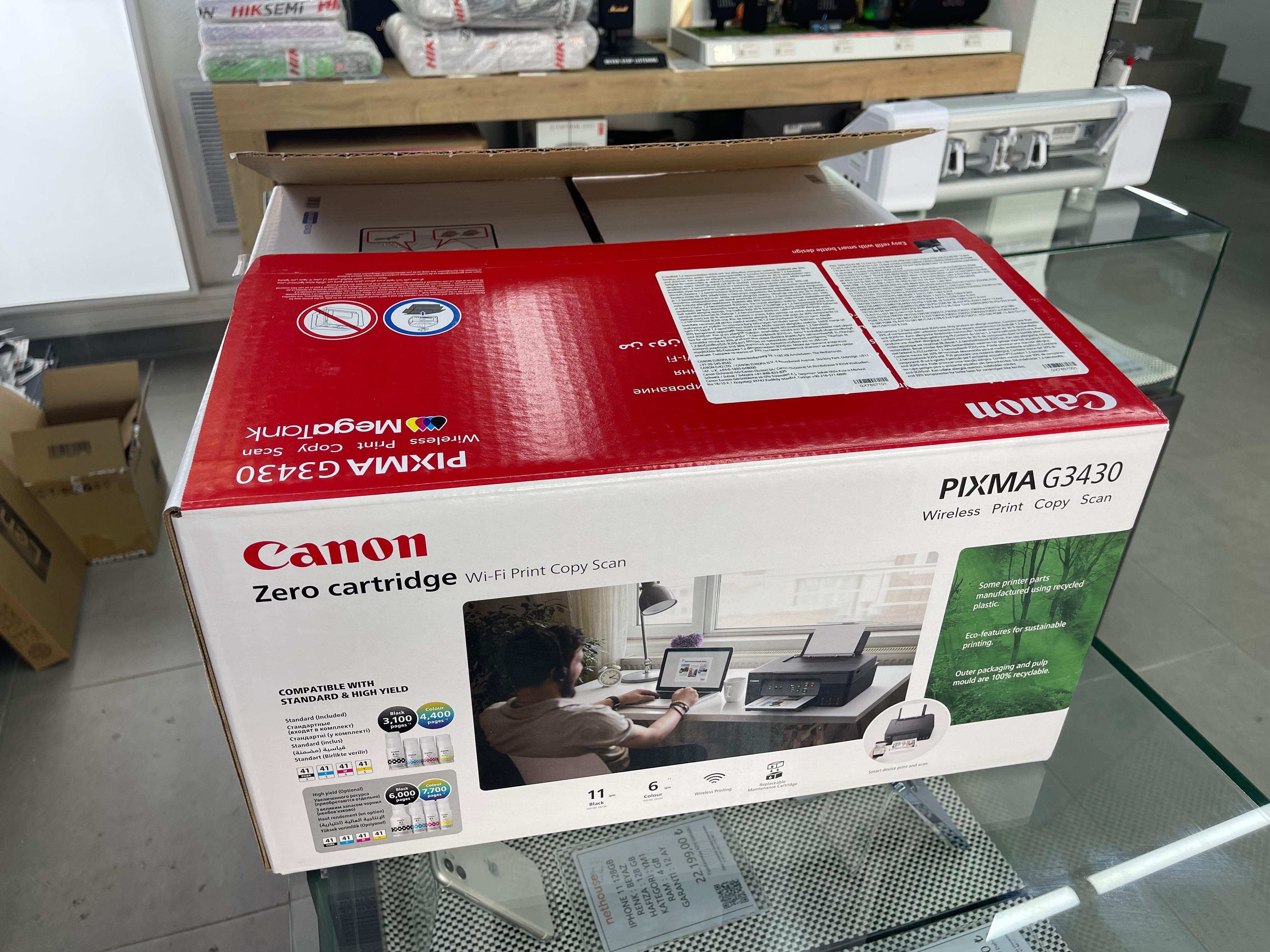 OUTLET Canon G3430 Wi-Fi + Tarayıcı + Fotokopi Renkli Çok Fonksiyonlu Tanklı Yazıcı