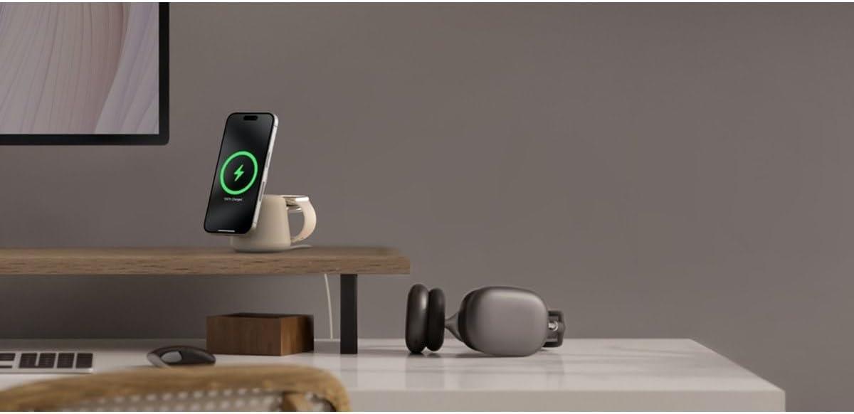 Belkin BoostCharge Pro Kablosuz 2'si 1 arada MagSafe (15 W) Şarj İstasyonu - Krem