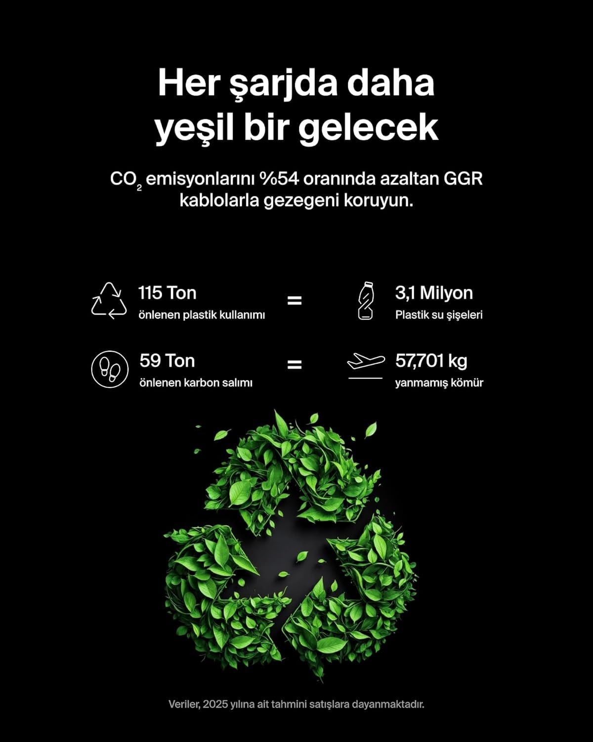 Belkin Eco Örgülü USB-C - USB-C 3 m, 240 W Tip-C Şarj Kablosu - Siyah