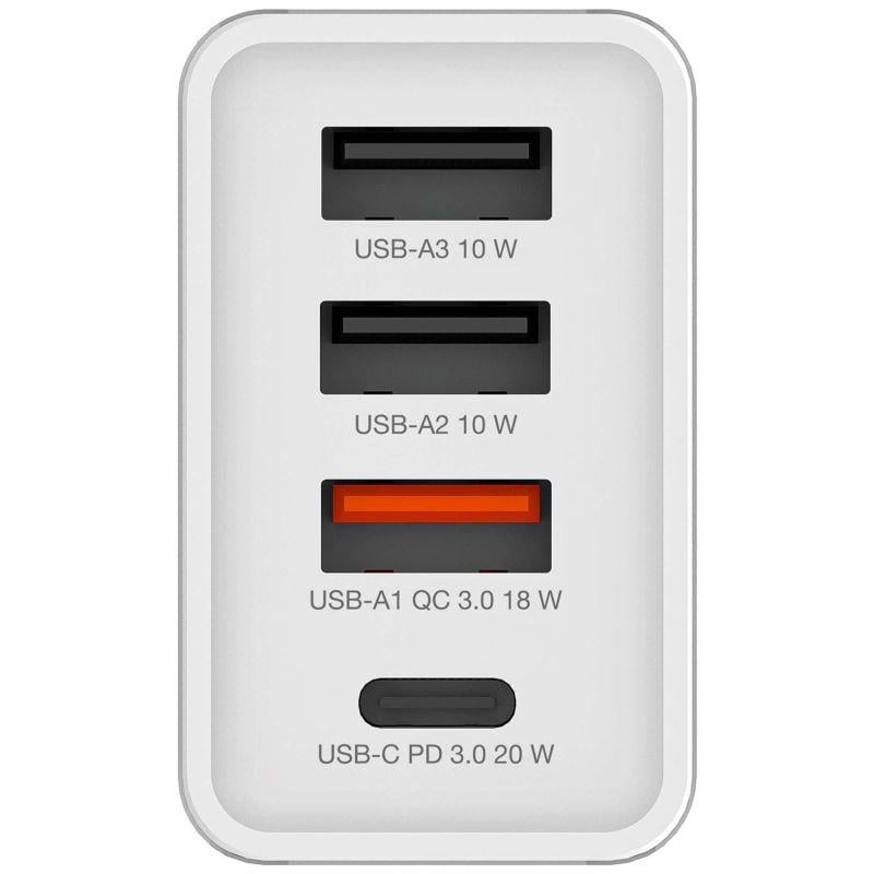 Verbatim 49701 CHR-30 30W 4 Bağlantı Noktalı USB Duvar Şarj Cihazı - Beyaz 1 x USB-C PD 20W / 1 x U