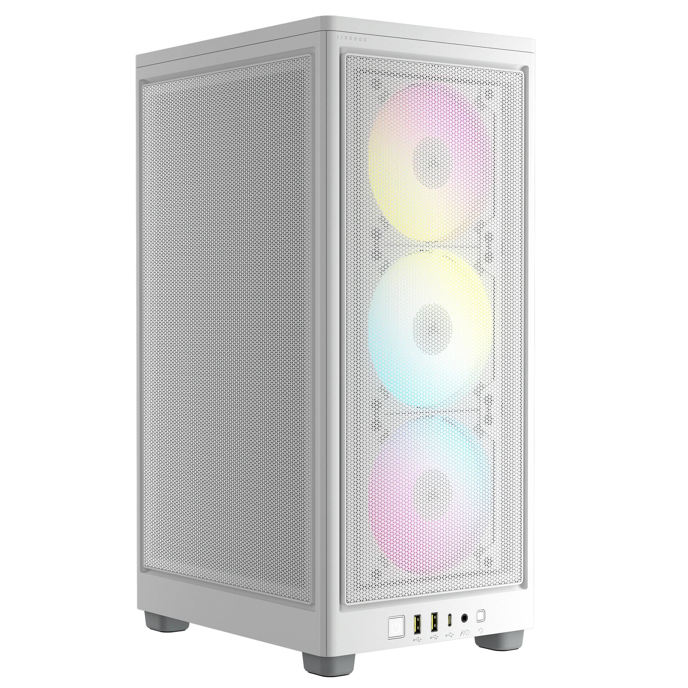 CORSAİR 2000D RGB AİRFLOW, 3X120MM RGB FAN, MİNİ-ITX SMALL-FORM-FACTOR BİLGİSAYAR KASASI, BEYAZ (CC-9011247-WW)