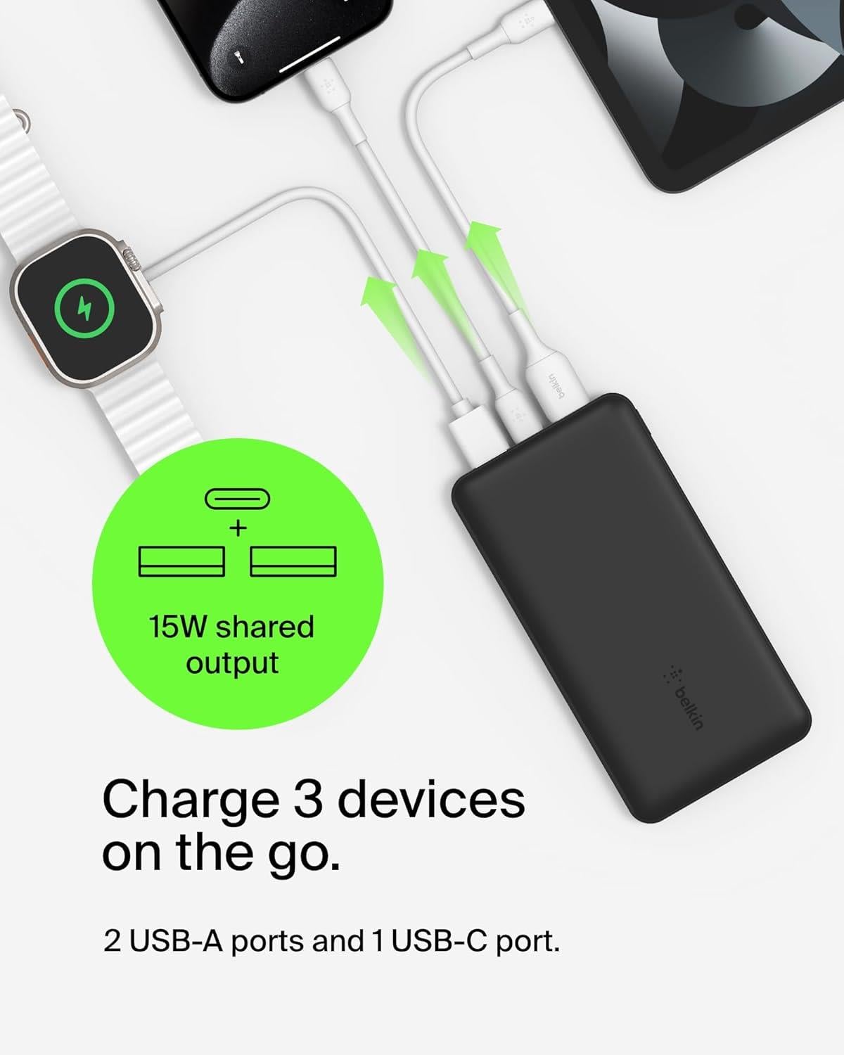 Belkin 20000 Powerbank 15W USB A-C Siyah