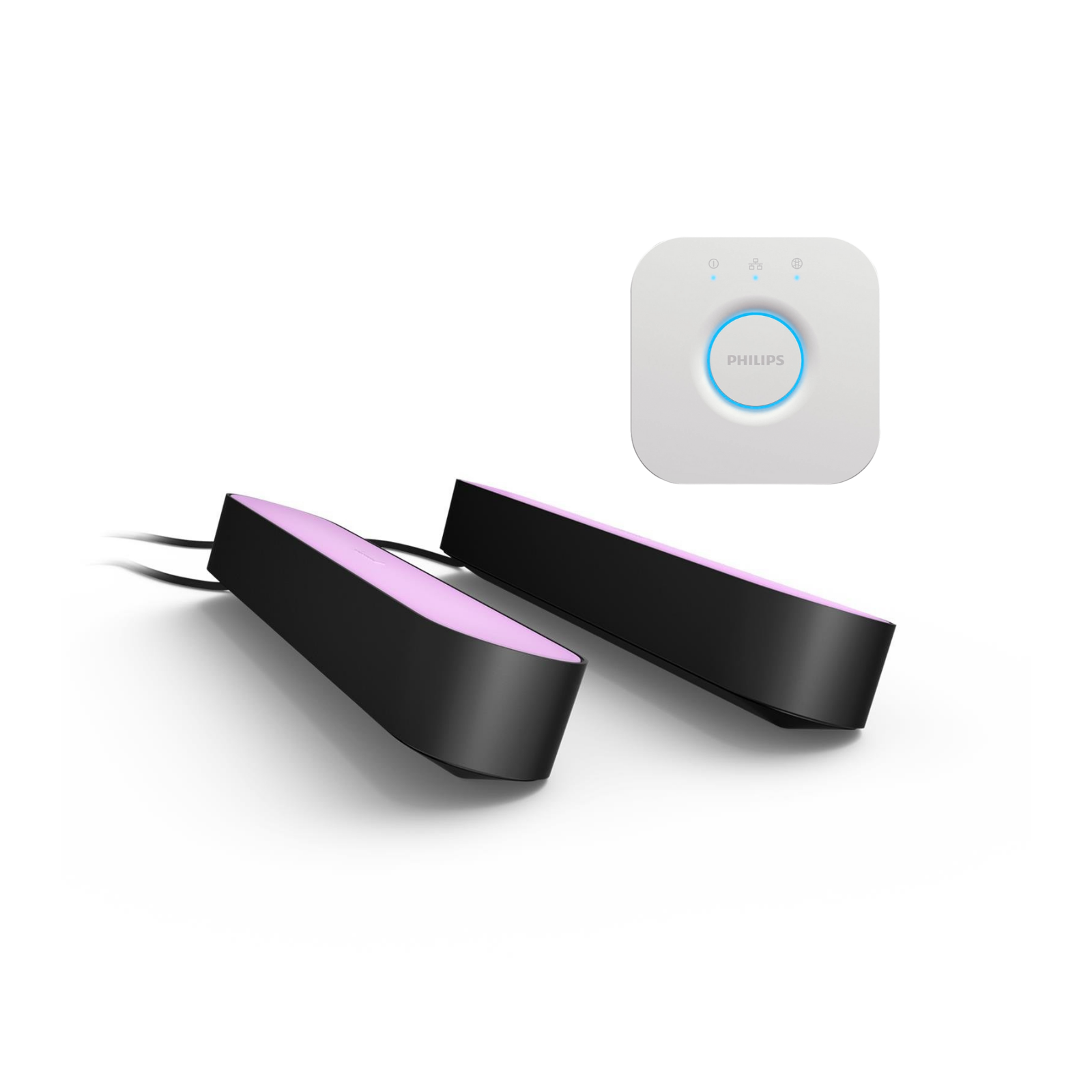 Philips Hue Beyaz ve Renkli Ambians Play Akıllı Çubuk Lamba İkili Paket ve Hue Bridge, Siyah