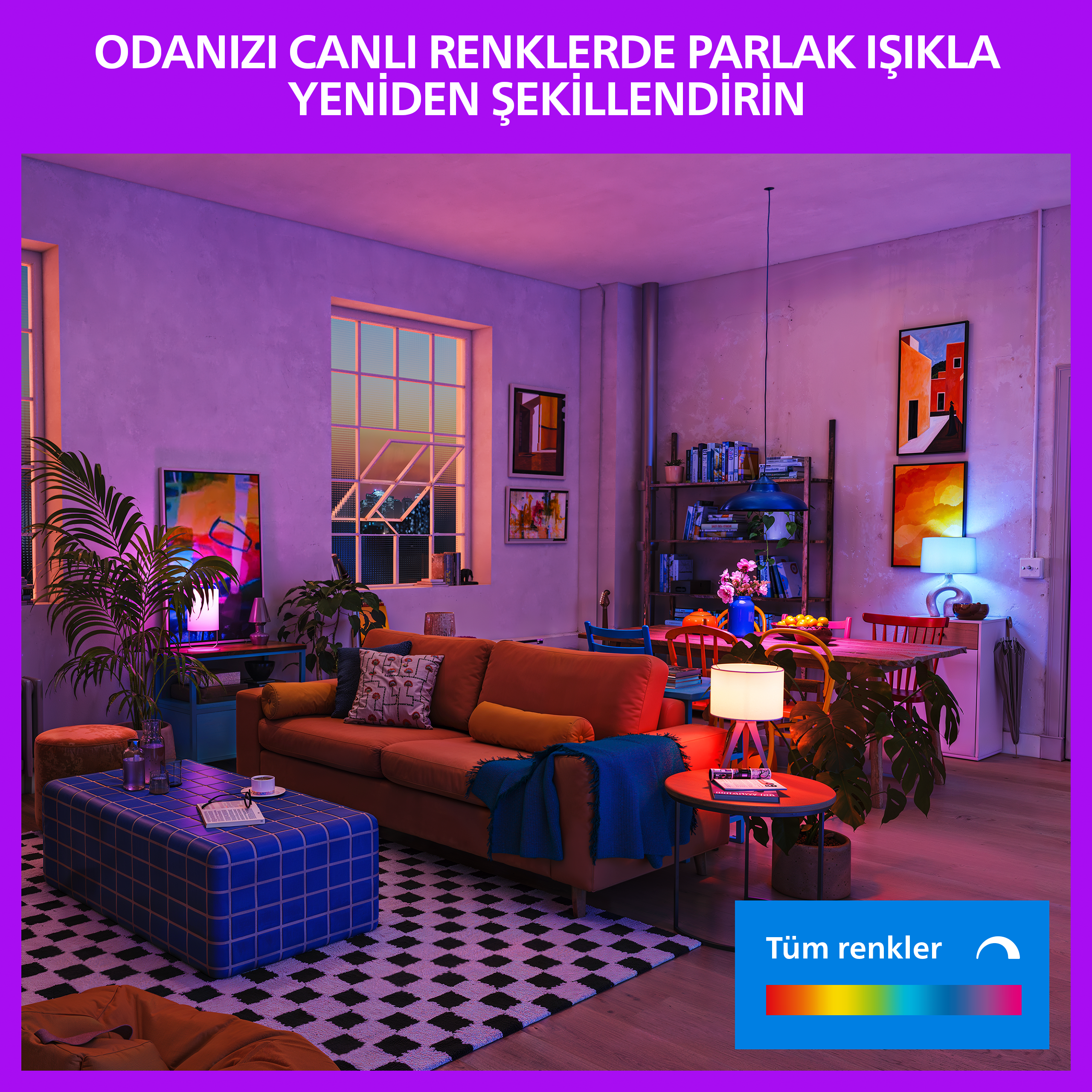 Philips Smart Lighting LED Ampul A60 E27 100W Eşdeğer RGB - Google Home, Alexa, HomeKit ve Matter uyumlu