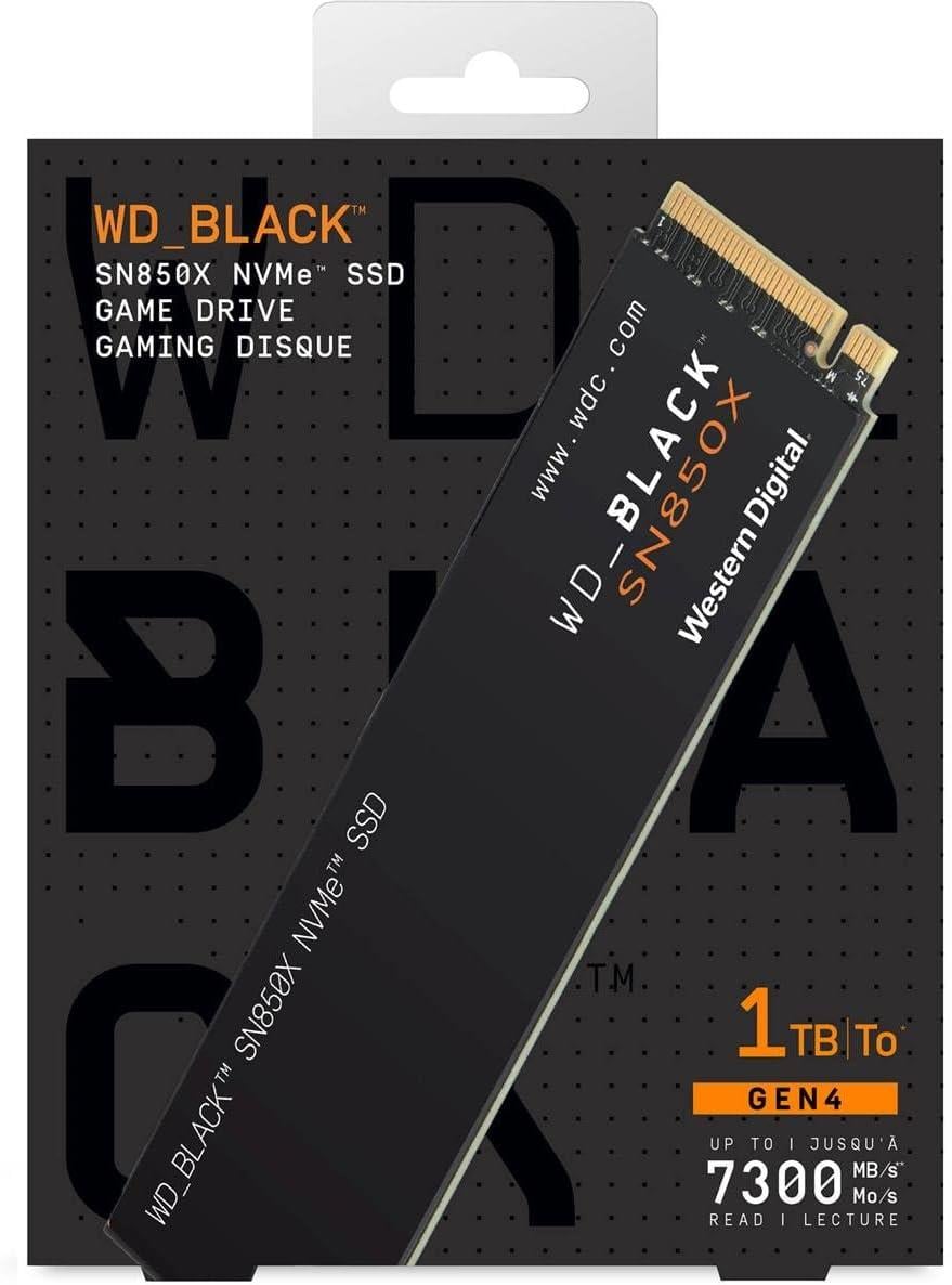 WD 1TB WD_BLACK SN850X Gaming Internal NVMe PCIe 4.0 SSD WDBB9G0010BNC-WRSN