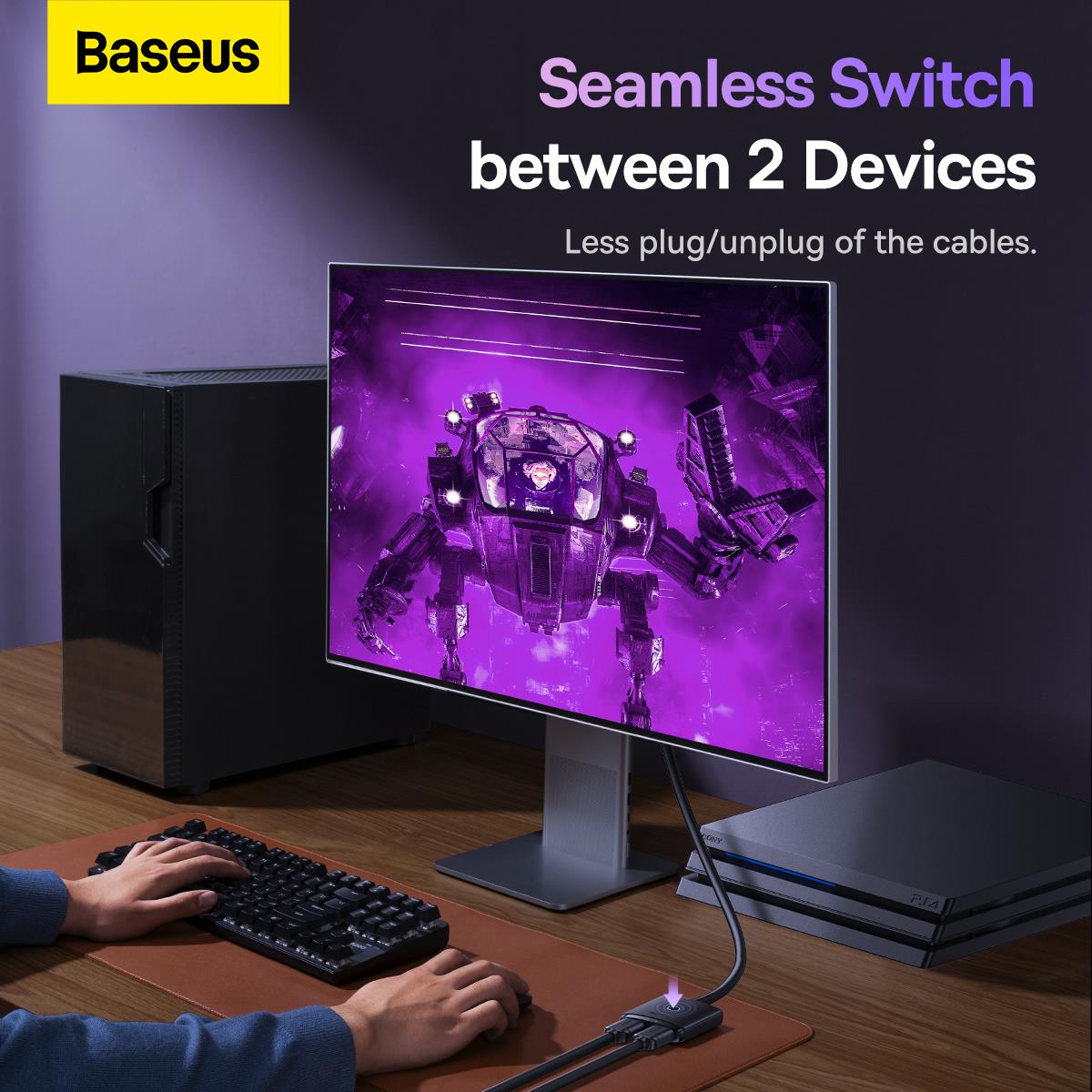 Baseus AirJoy Serisi 2'si 1 Arada Çift Yönlü HDMI Switch B01331105111-01