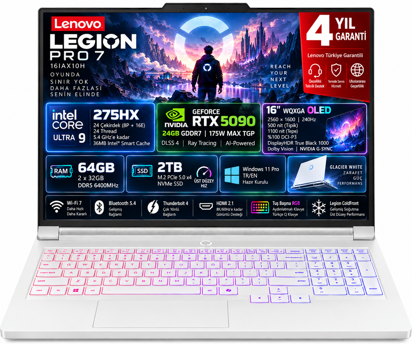 Lenovo Legion Pro 7 16IAX10H Intel Core Ultra 9 275HX 64GB 2TB SSD RTX 5090 24GB (175W) 16