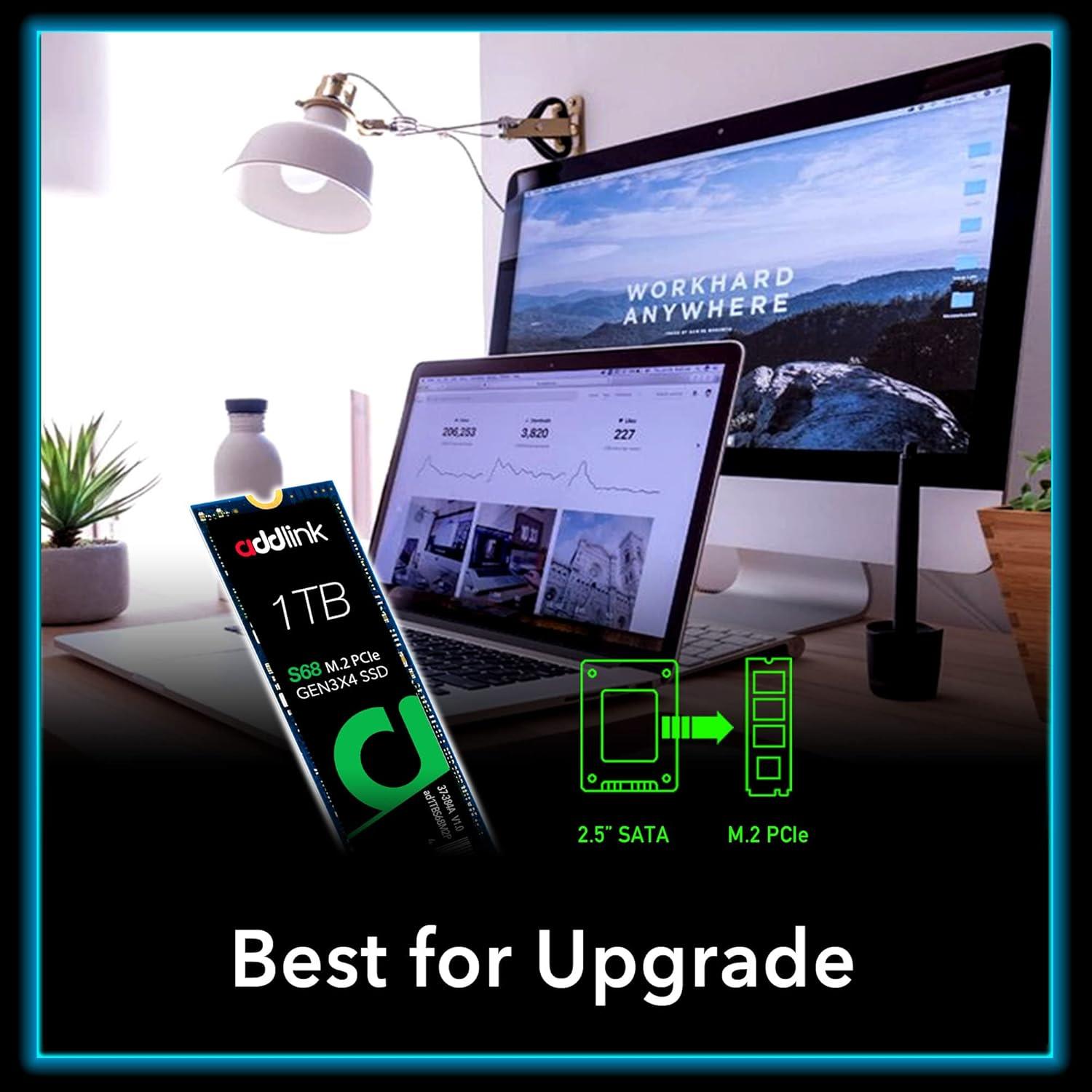 Addlink S68 1TB 3100/1700 MB/s M.2 PCIe GEN3x4 NVMe SSD AD1TBS68M2P