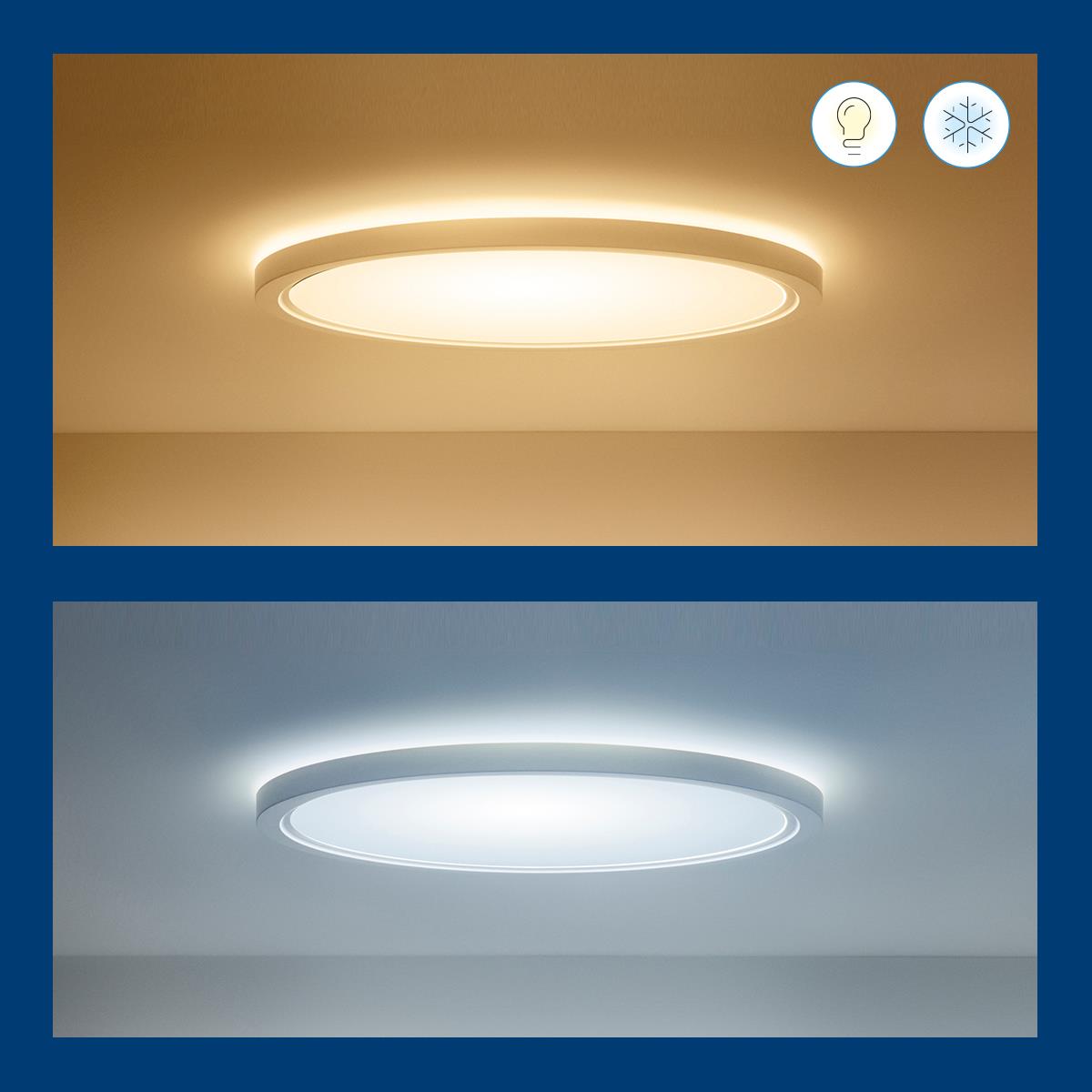 Wiz SuperSlim 22W Beyaz Sıva Üstü RGB Akıllı LED Yuvarlak Panel Tavan Armatürü 42 cm çapında 2600 Lumen