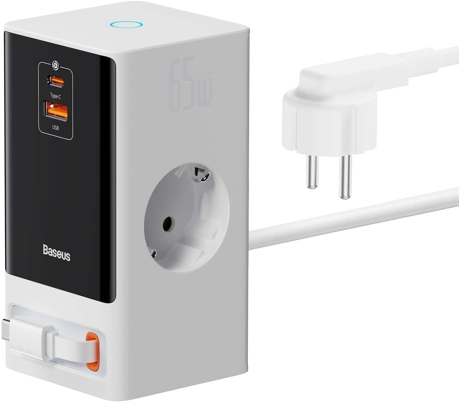 Baseus Power Combo Dijital PowerStrip 2AC+1U+1C+Retractable-C 65W Smart Versiyon Şarj Cihaz Seti