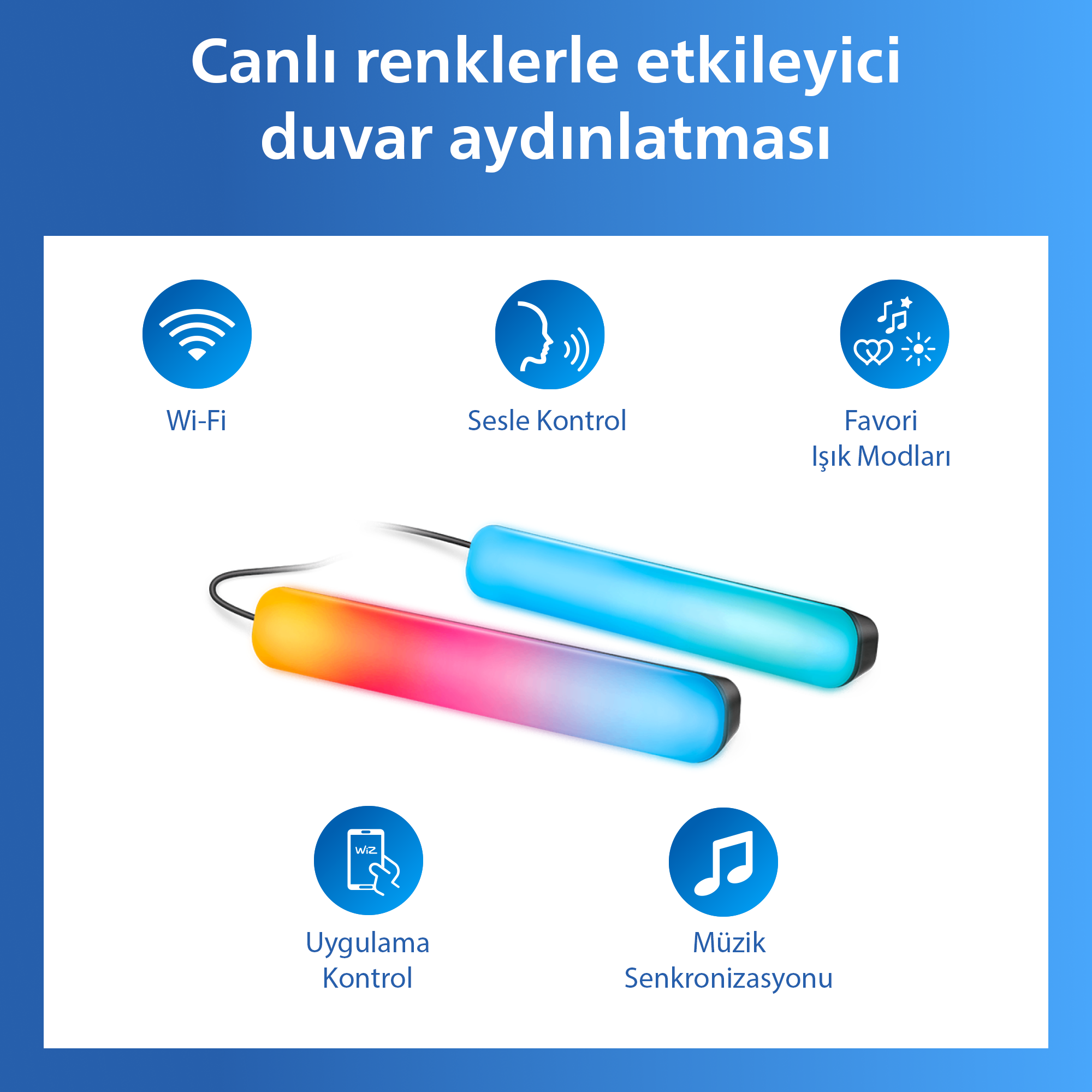 Philips Smart Lighting RGBIC Işık Barı 30 cm - Google Home, Alexa, HomeKit ve Matter uyumlu