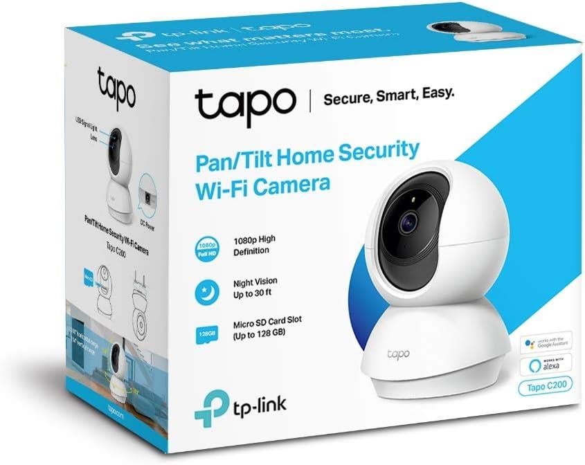 TP-LINK Tapo C200 Full Hd 1080P Gece Görüşlü Wi-Fi Kamera + Sandisk Ultra 64GB Hafıza Kartı