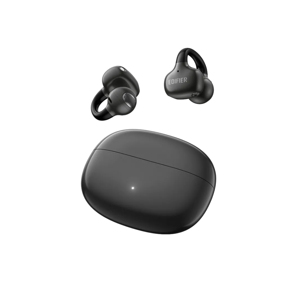 Edifier Comfo Q Bluetooth 5.4 OpenEar TWS Kablosuz Kulaklık – 32 Saat Pil, IP56, AI Çağrı Gürültü Azaltma - Siyah