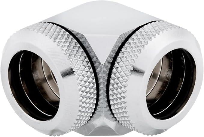 Corsair Hydro X Serisi XF Hardline 90 Derece 14 mm OD Bağlantı Parçaları, İkili Paket (Masif Pirinç Dayanıklılığı, Kaliteli Kaplama, Çift O-Ring Hardline Sıkıştırma Tasarımı, Kolay 12 mm Çaplı Boru Bağlantısı) Krom