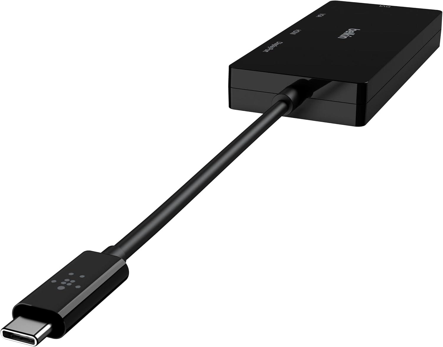 Belkin Multiport USB-C Adaptörü (VGA, DVI, 4K HDMI, 4K DisplayPort özellikli USB-C Video Adaptörü)