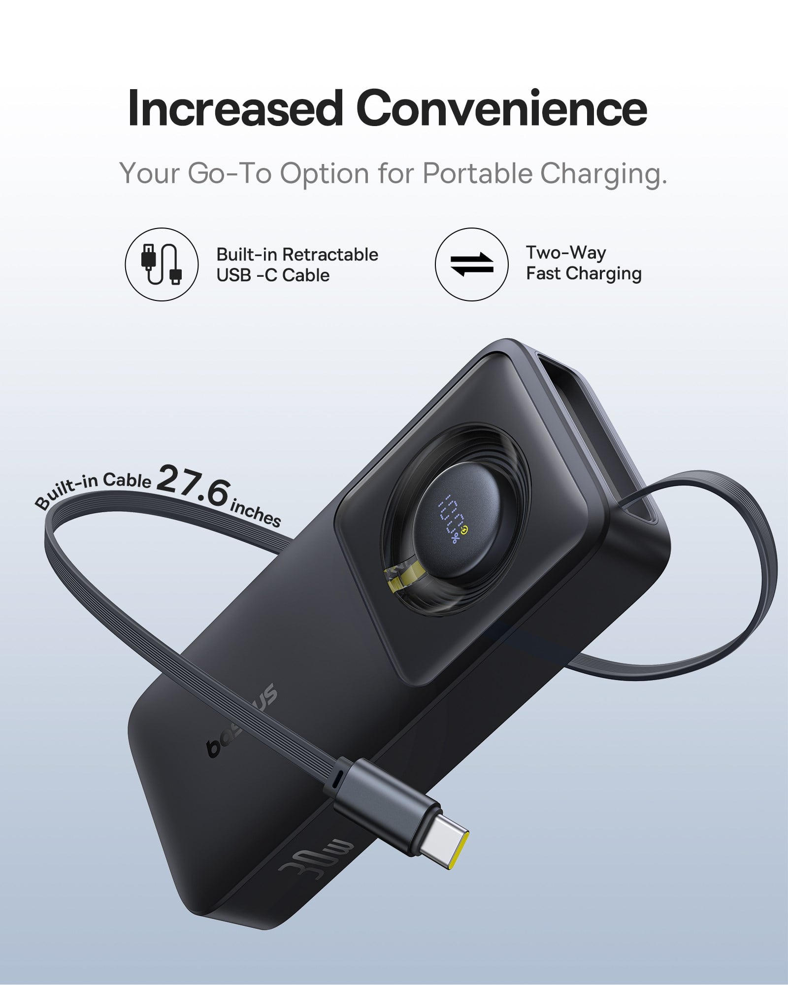Baseus Free2Pull 30W 10K Powerbank - Siyah P10073701123-00
