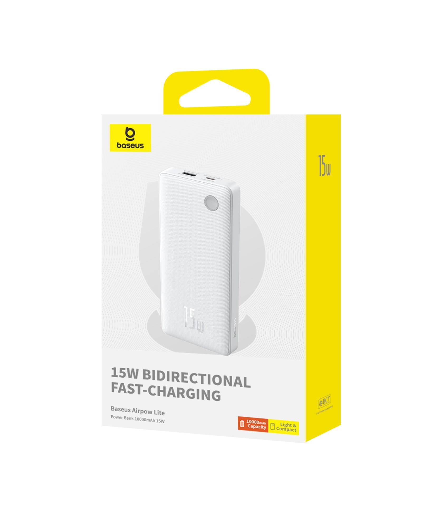 Baseus Airpow Lite Power 10.000mAh 15W Powerbank-Beyaz