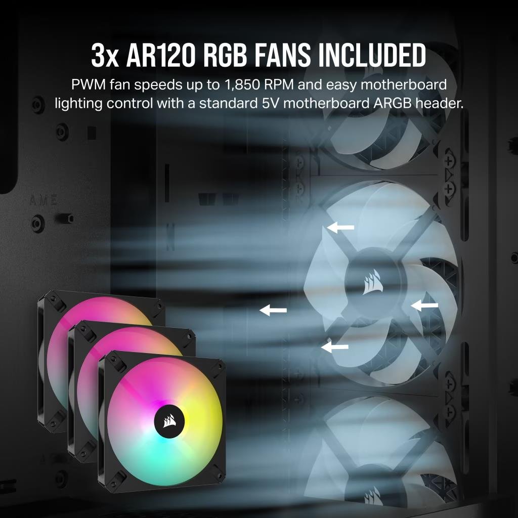 CORSAIR CC-9011255-WW 3000D RGB AIRFLOW MID-TOWER PC CASE BLACK