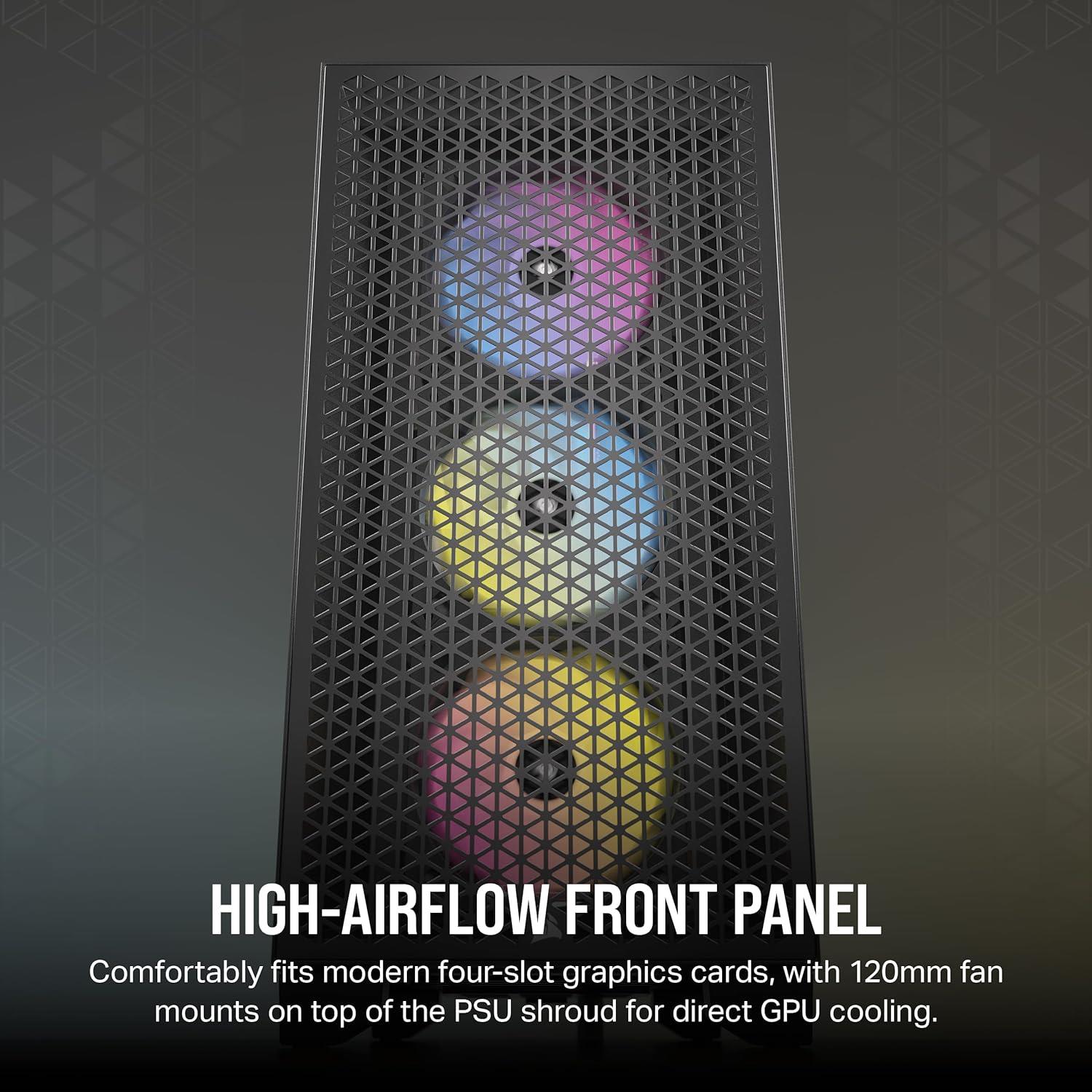 Corsair Icue 3000D 3x AR120 Rgb Airflow Temperli Cam Mid-Tower Gaming Kasa Siyah CC-9011255-WW