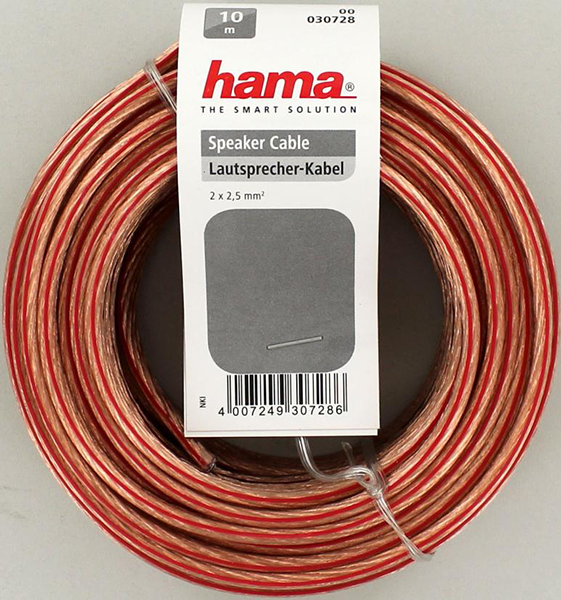 HAMA HM.30728 Hoparlör Kablosu 2x2.5mm² Transparan 10m