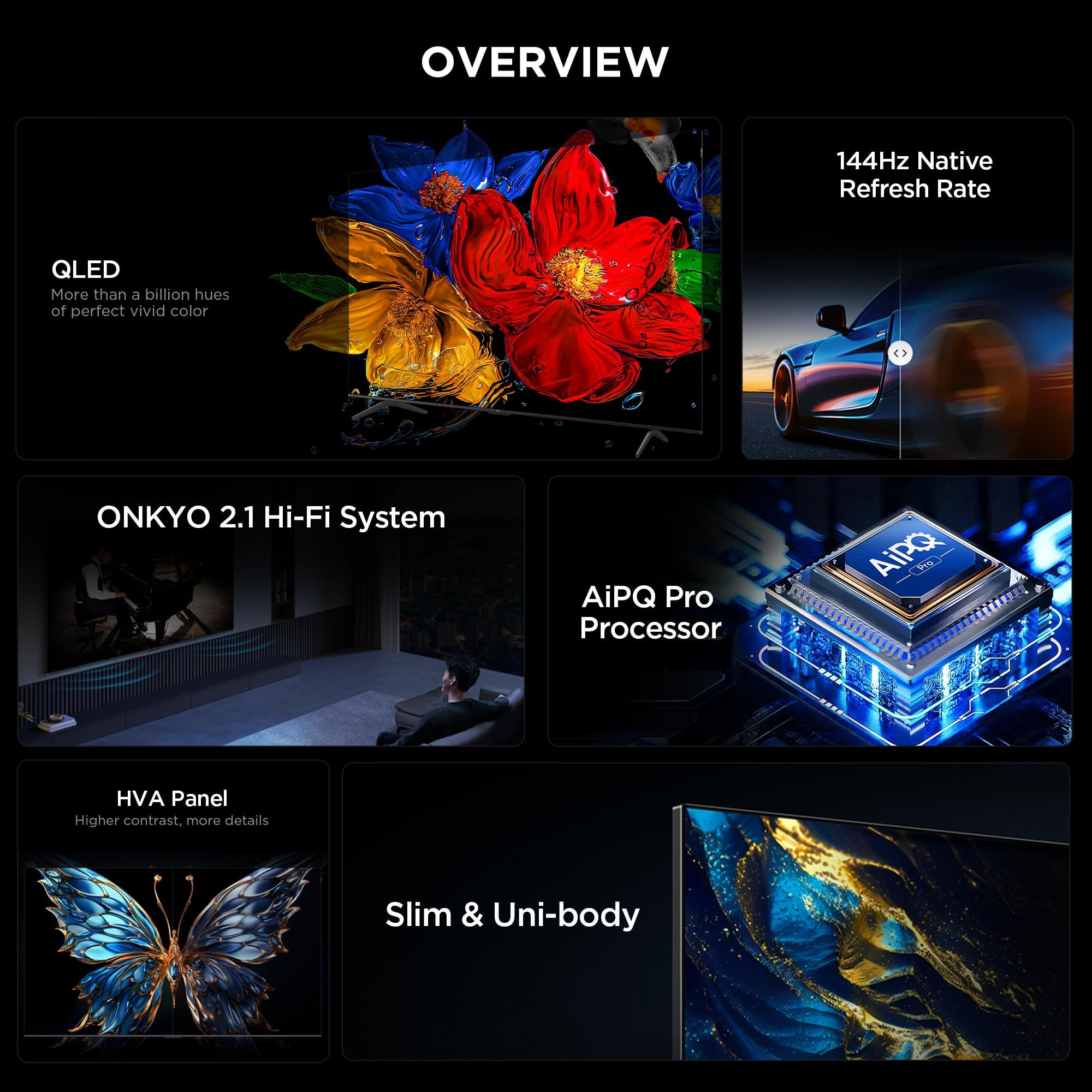 TCL 55T8C 55” QLED 4K Google TV – 144Hz, Dolby Vision IQ, HDR10+, FreeSync Premium Pro