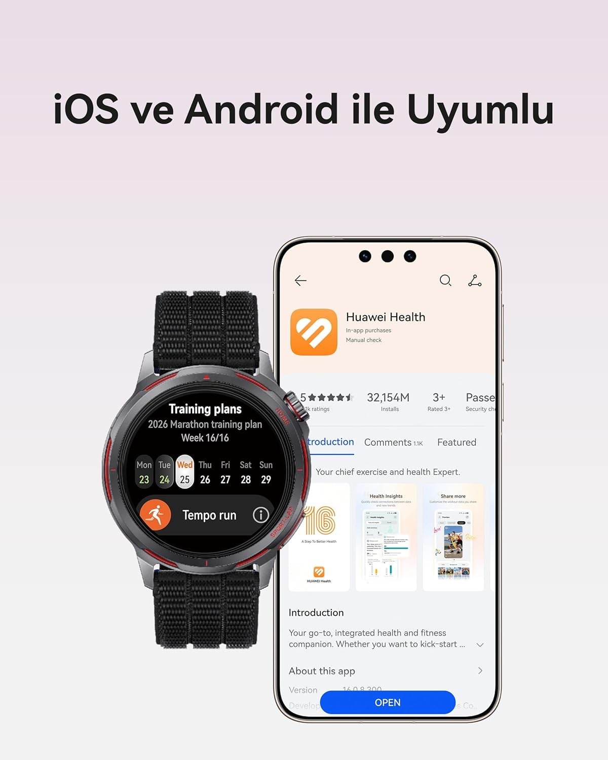 HUAWEI WATCH GT Runner 2 Akıllı Saat, Mavi