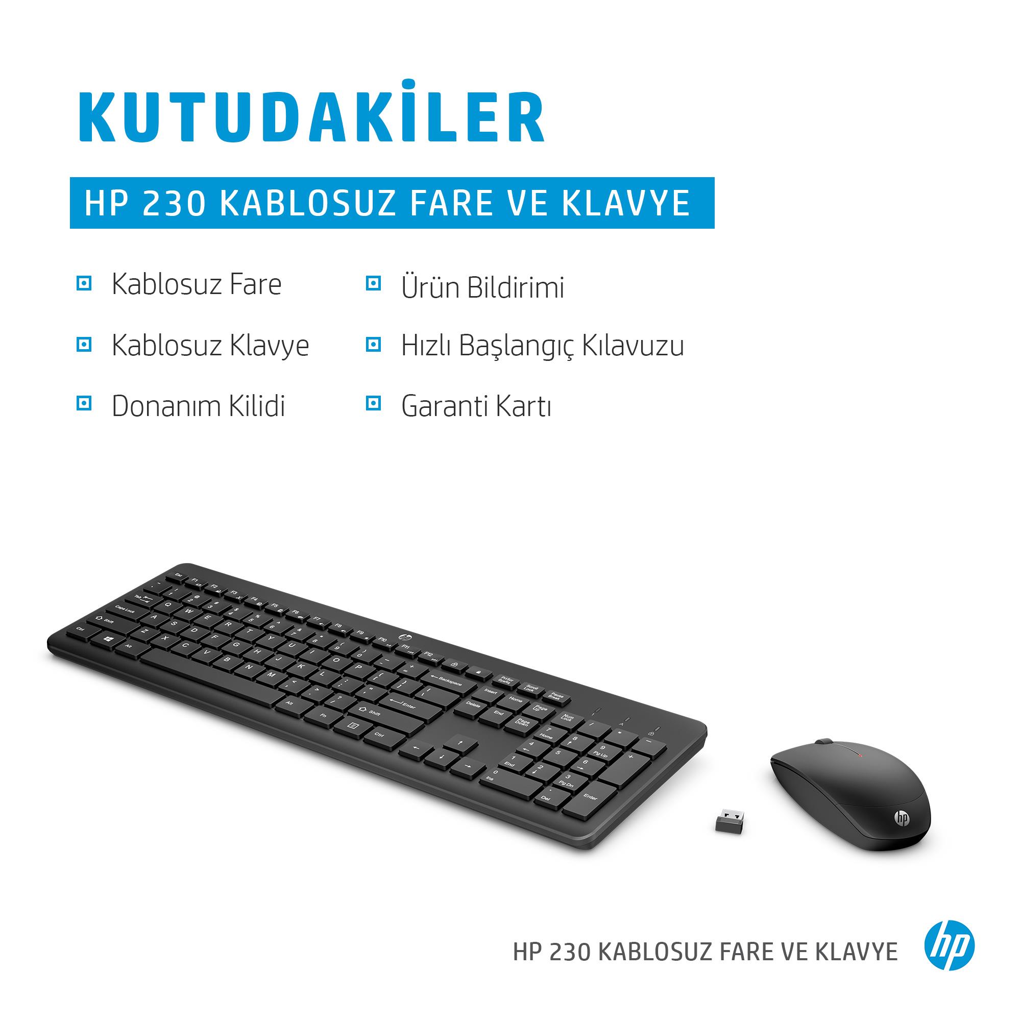 HP 230 Kablosuz Beyaz Klavye- Mouse Set İngilizce - 3L1F0AA