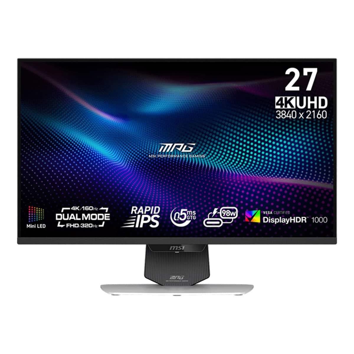 MSI 27 MPG 274URDFW E16M 3840x2160 (UHD) 16:9 FLAT RAPID IPS MINI LED UHD 160HZ FHD 320HZ 0.5MS