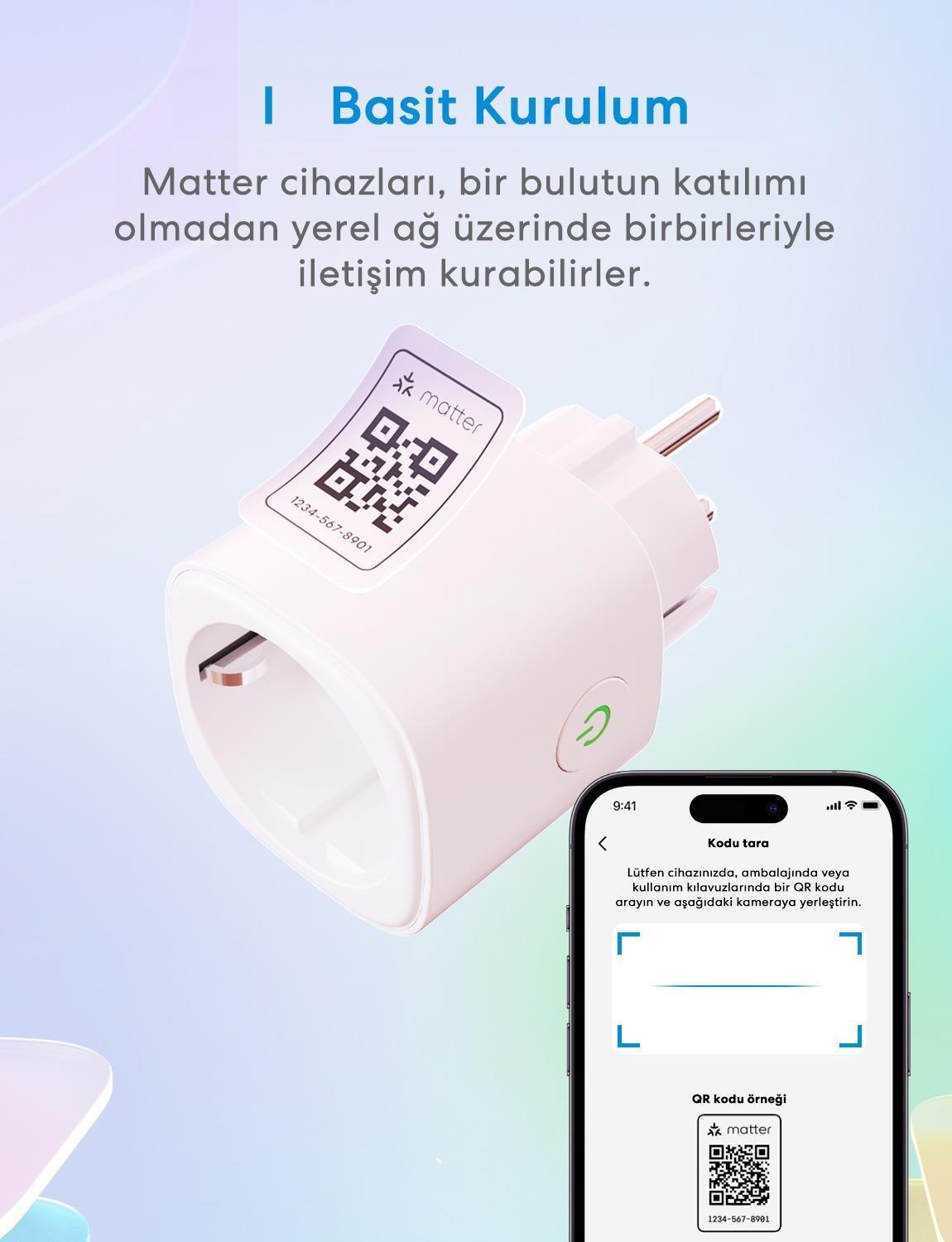 Meross Matter Akıllı Wi-Fi Mini Priz 10'lu Paket (Apple HomeKit, Alexa ve Google Home Destekli)