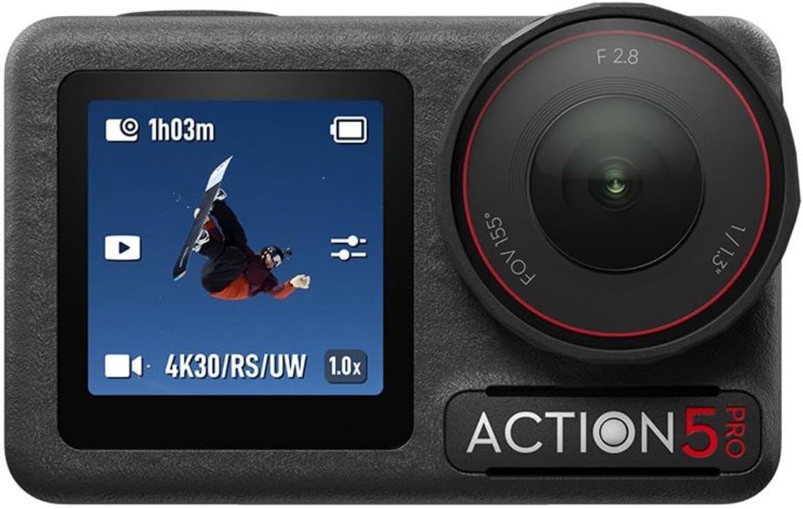 DJI Osmo Action 5 Pro Pack Standart: Spor Kamerası, Sensör 1/1.3 inç, Video 4K/120 fps, Lens Takip, Stabilizasyon, 2 OLED Dokunmatik Ekran, Spor ve Vlog'lar için 4K Aksiyon Kamerası