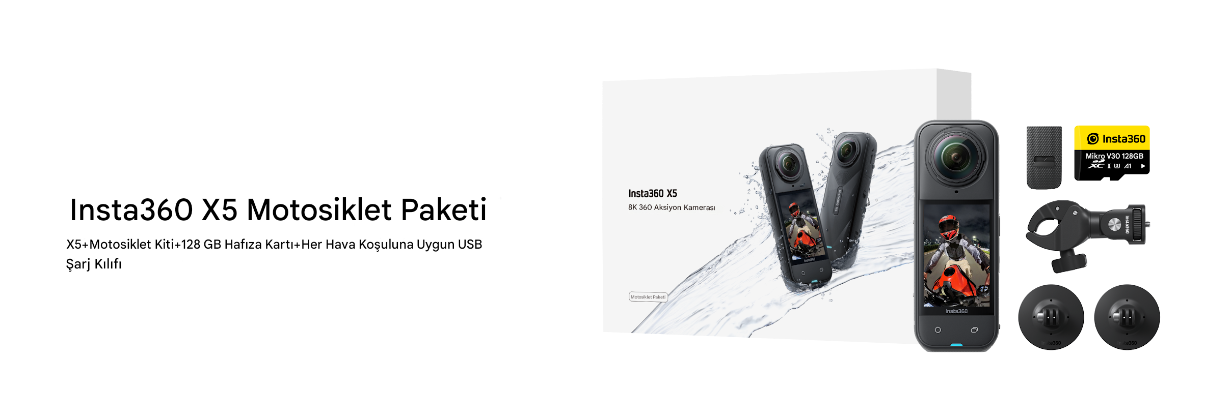 Insta360 X5 Motorcycle Bundle Aksiyon Kamerası
