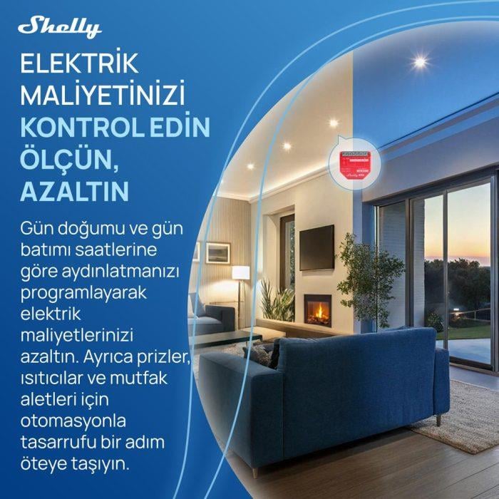 Shelly 1PM Gen4 Enerji Ölçümlü 16A Akıllı Röle