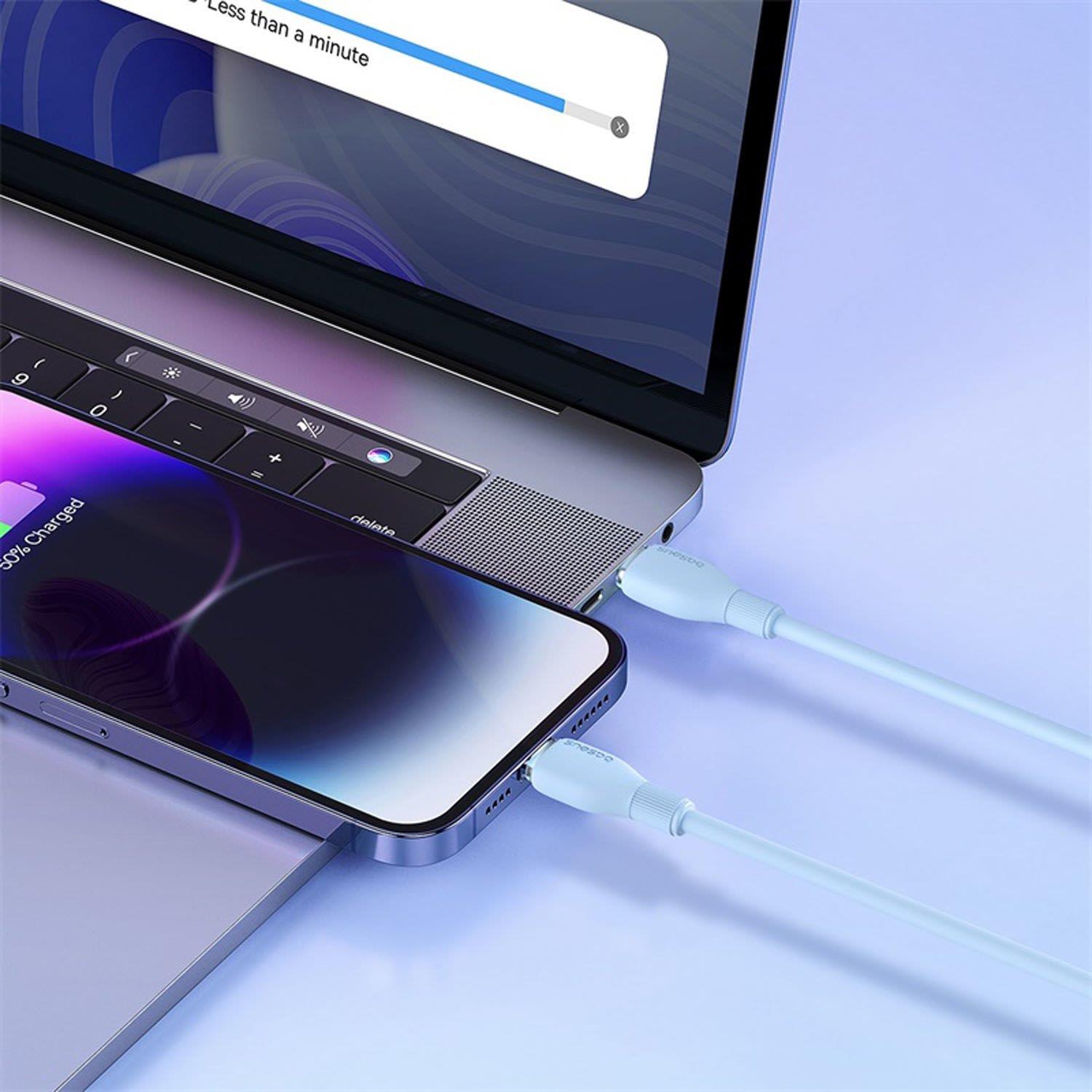 Baseus Pudding Hızlı Şarj Özellikli Type-C to Lightning 20W Kablo 1.2 M Mavi
