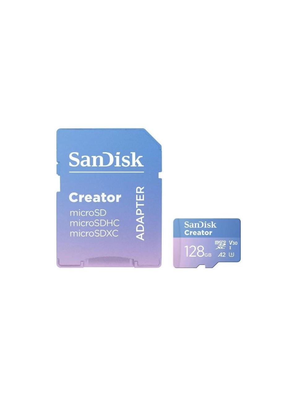 Sandisk Creator 128GB 190/90MB/S Microsdxc Uhs-I A2 V30 Adaptörlü Hafıza Kartı SDSQXAA-128G-IN6MS