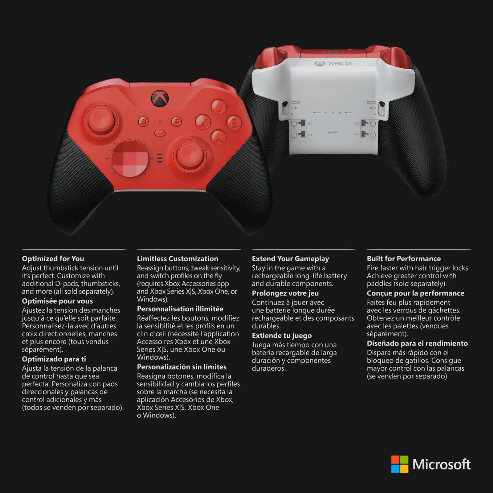 Microsoft XBOX Elite Wireless Controller Series 2  – Core Kırmızı (RFZ-00014)