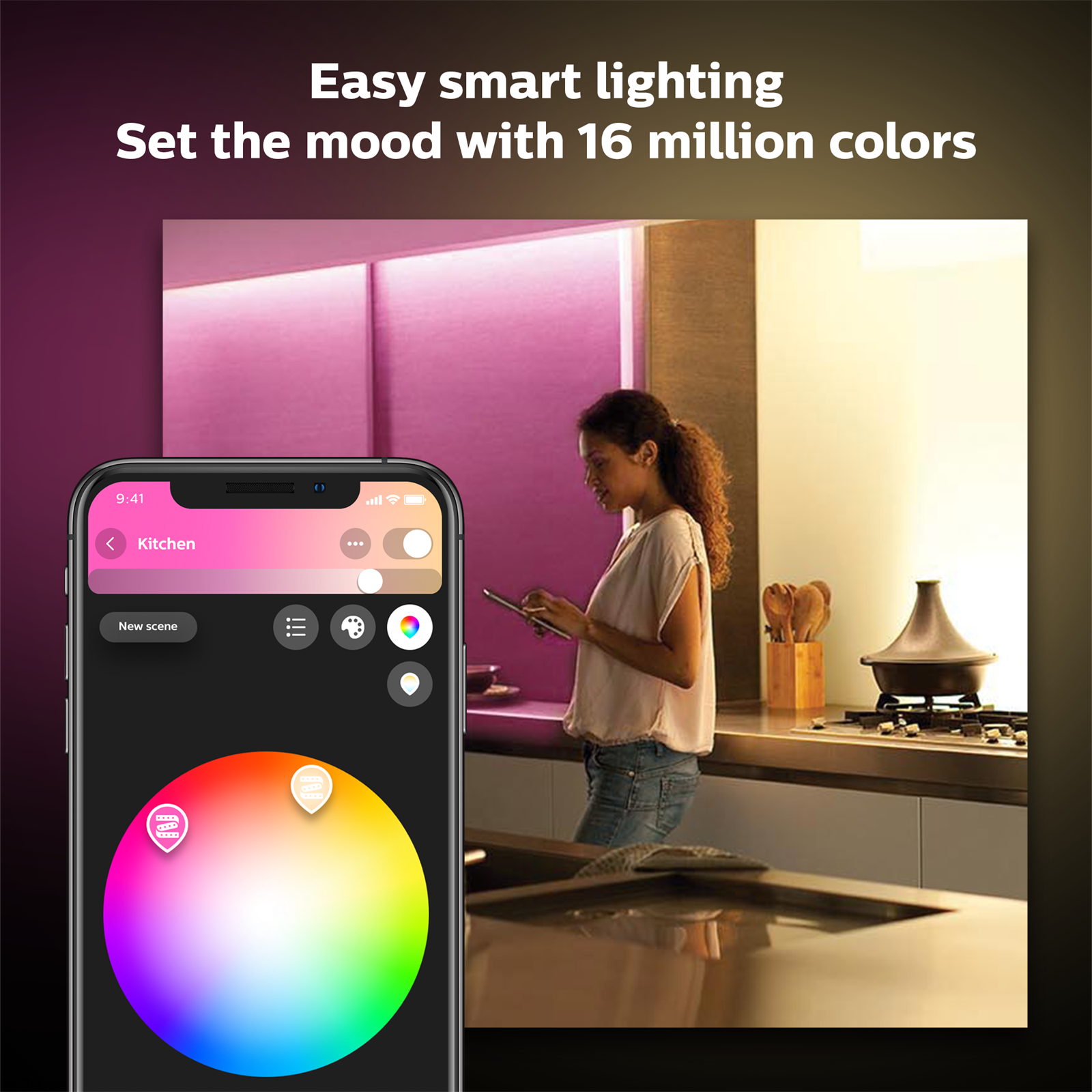 Philips Hue Akll Led Şerit 1 Metre V4 Bluetooth Özellikli, Güç Adaptörü Dahil Değildir.