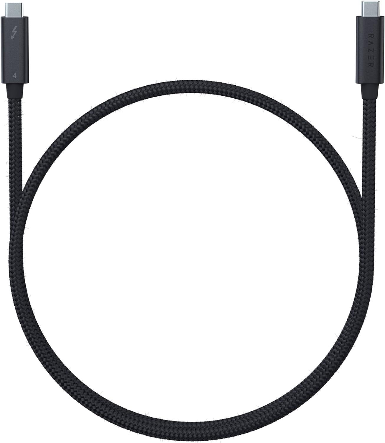 Razer Thunderbolt 4 Kablo - (40 Gb/s, 8K ,100W şarj, Thunderbolt 3 ile geriye dönük uyumlu) Siyah | 0,8 M
