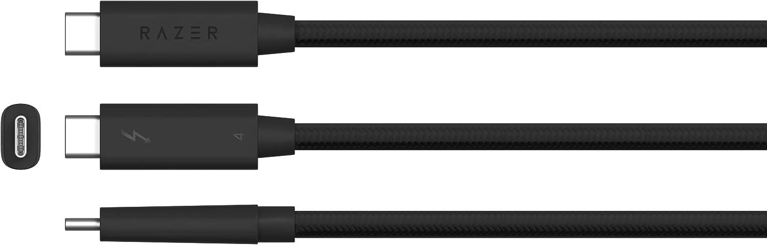 Razer Thunderbolt 4 Kablo - (40 Gb/s, 8K ,100W şarj, Thunderbolt 3 ile geriye dönük uyumlu) Siyah | 0,8 M