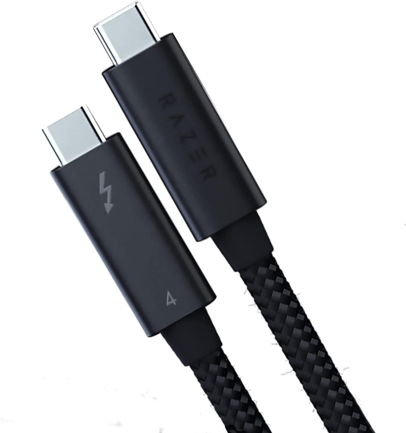Razer Thunderbolt 4 Kablo - (40 Gb/s, 8K ,100W şarj, Thunderbolt 3 ile geriye dönük uyumlu) Siyah | 0,8 M